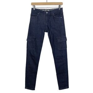 Patagonia Low-Rise Cargo Denim Dark Blue Jeans Size 24 Y2K Workwear Outdoors